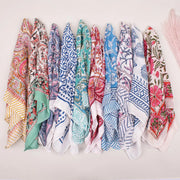 10pcs Hand Block Printed Cotton Bandanas for Men & Women, Organic Bandana Accessory, Summer Gift Accessory